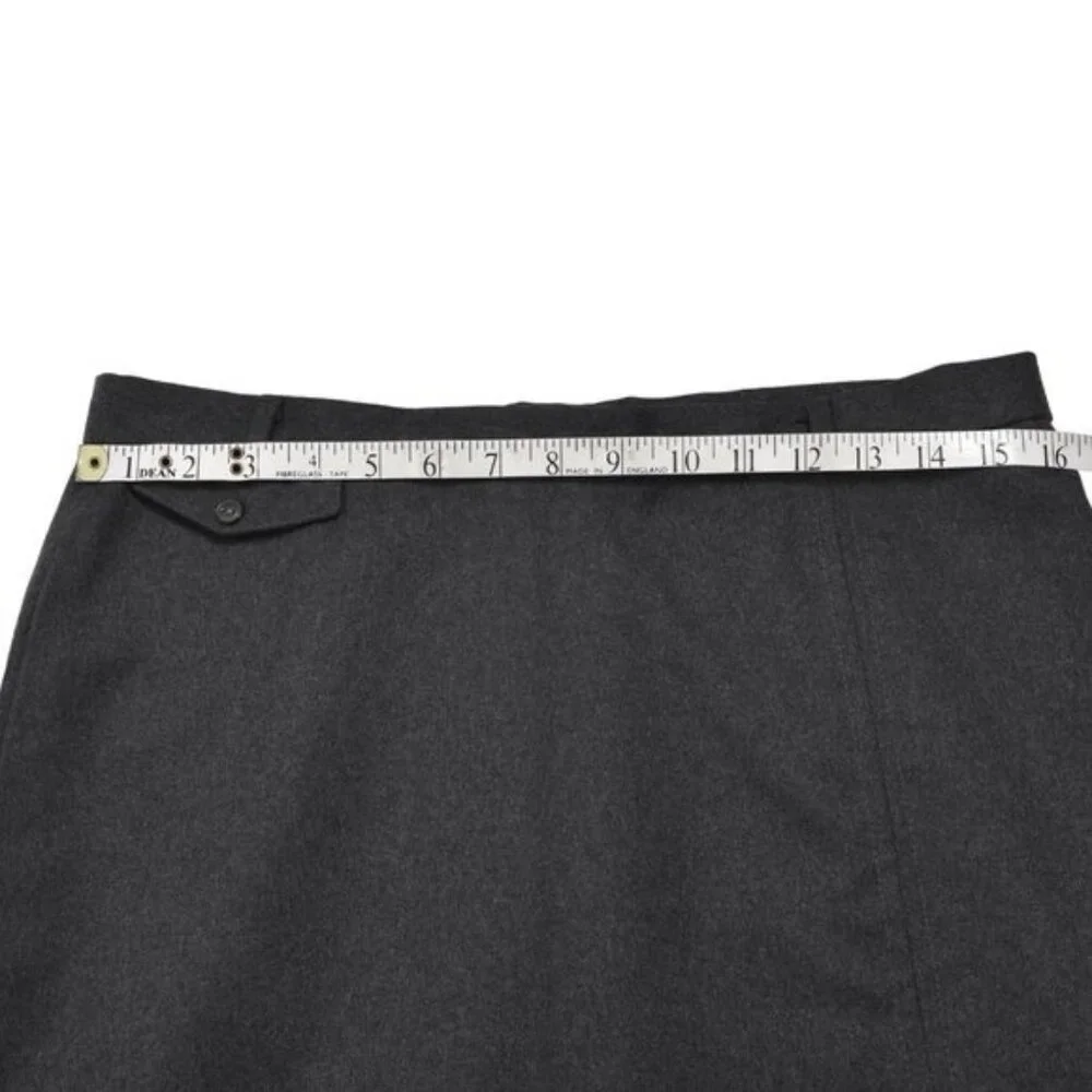 Vintage Allure Wool Grey  Midi Skirt Pencil Front Slit Size Medium - Picture 8 of 10